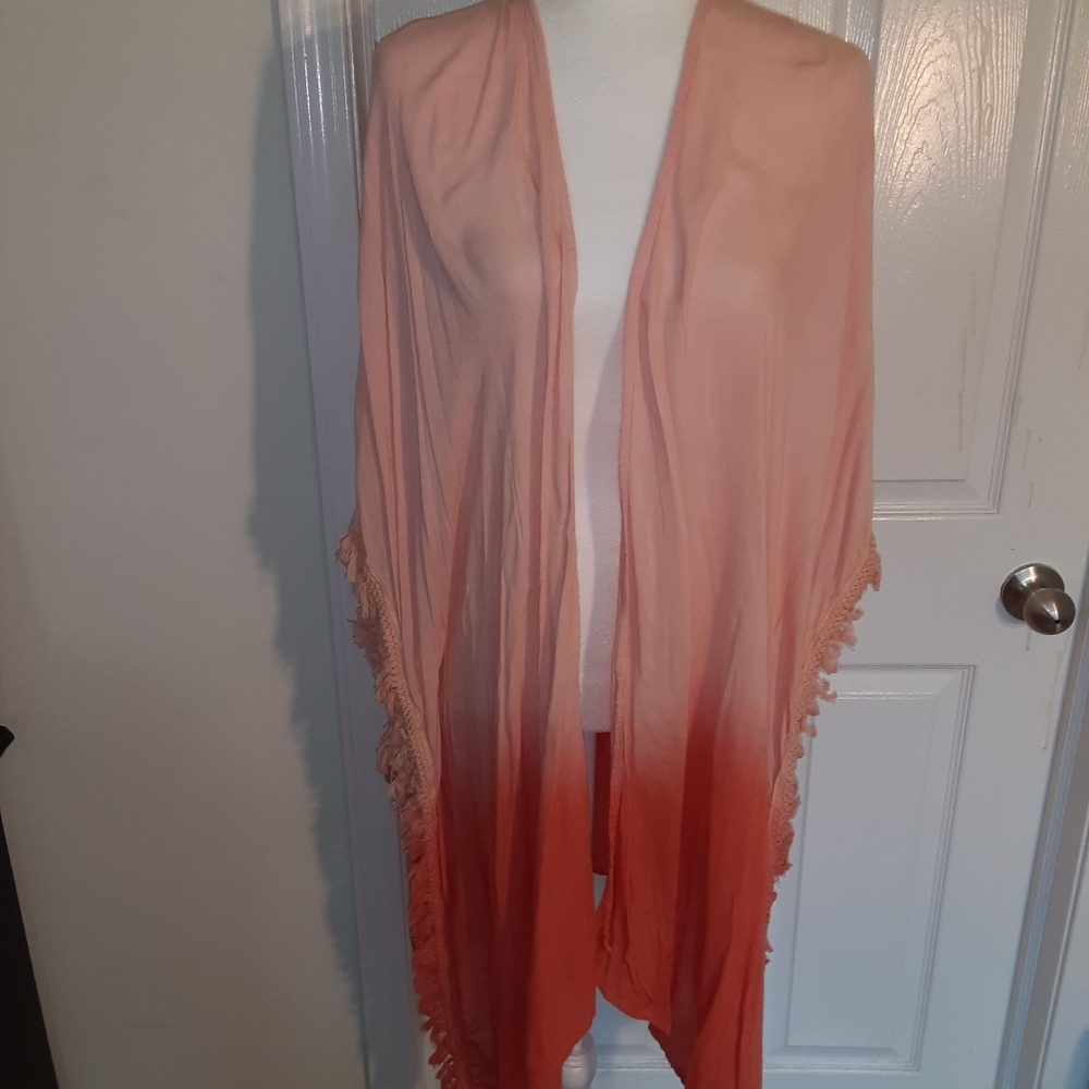 Shiraleah Tangerine Ombre Fringed Kimono S…